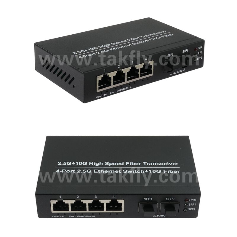 2.5G 2 Ports Fibre 4 Ports Copper Ethernet Switch avec 10G Uplink et un boîtier métallique sans ventilateur pour l'expansion du réseau à grande vitesse