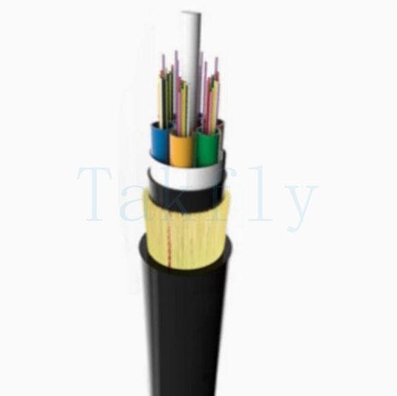 ADSS 2-24 câble aérien à tubes lâches à noyau ¥ membre central en FRP, fil d'aramide, gaine extérieure PE/AT