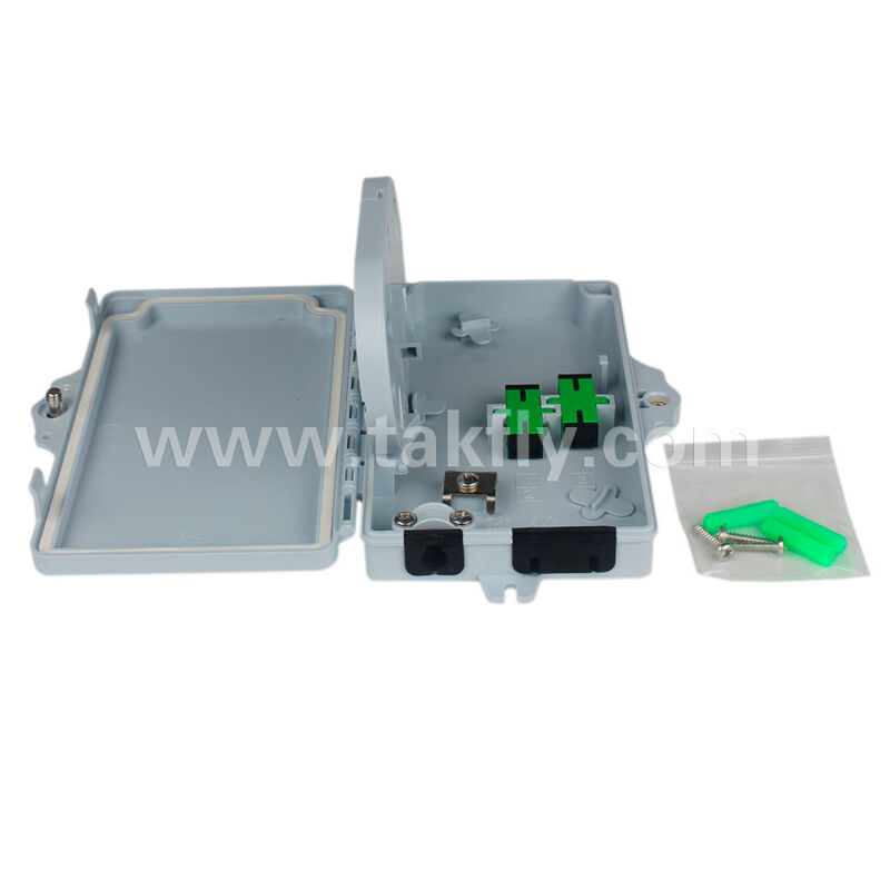 FTKS-1805-02B Boîte de terminaison en fibre optique FTTH, 2 ports SC/LC IP65 Fermeture de jonction optique imperméable au mur pour le réseau FTTx