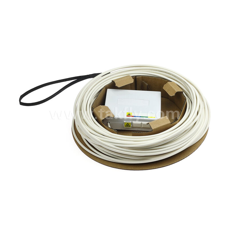 Kit de sortie de fibre FTTH pré-terminé ️ Monture murale sans outil, sans épissage, comprend une bobine de câble pour une installation FTTB rapide