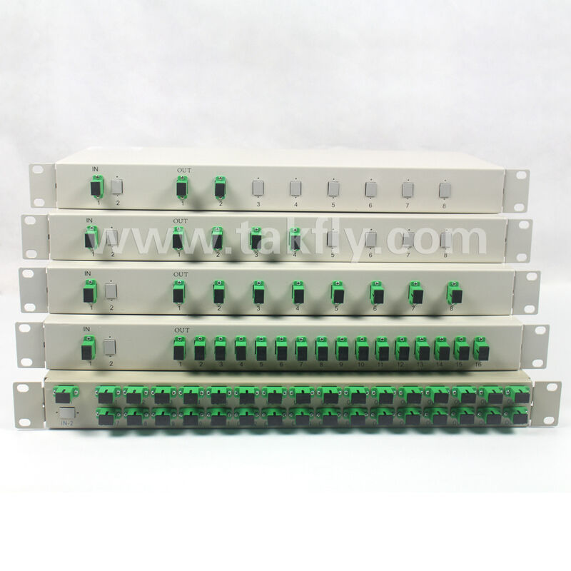 Série complète de répartiteurs PLC 1×2 à 1×32 – Châssis rack 1U pour bureau central